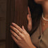 Gold Shell Pearl Beaded ring